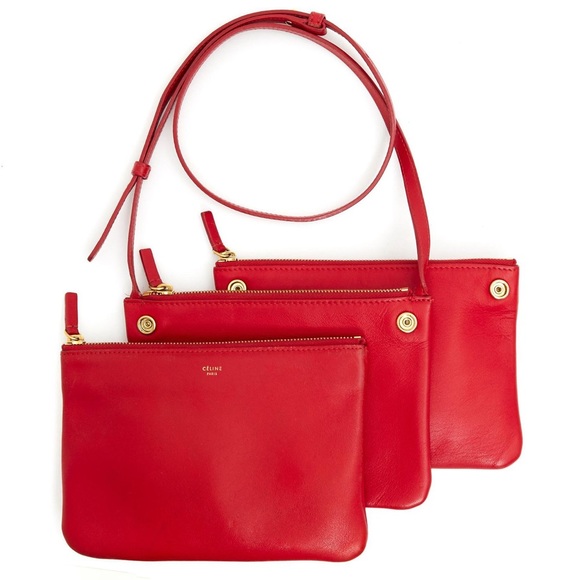 Authentic Celine Red/ Orange Trio Zip Crossbody - Picture 1 of 13